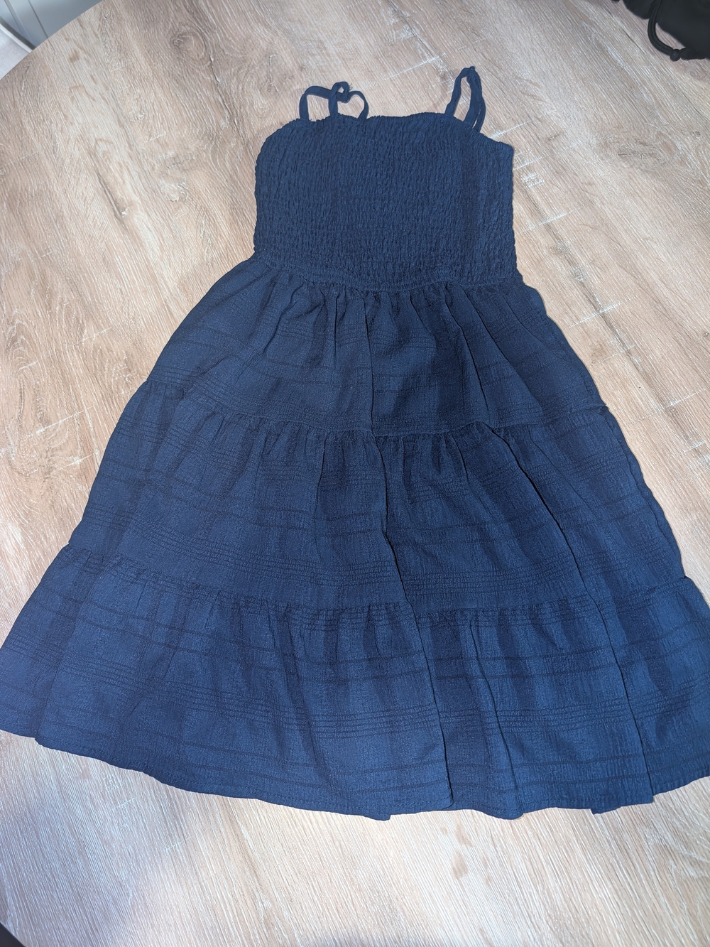Girls' Blue Smocked Tiered Sundress